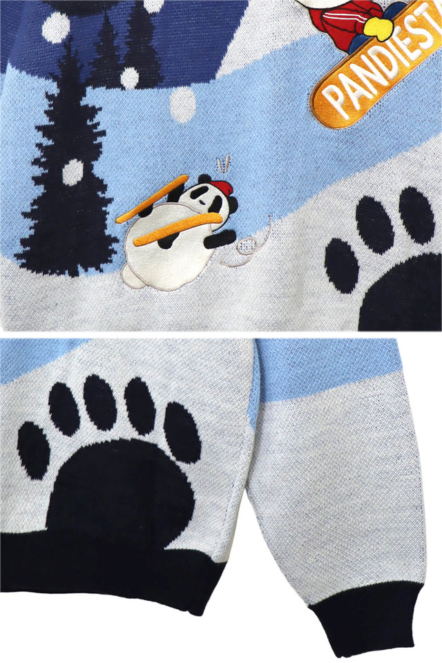 雪遊びパンダジャガードクルーニット PANDIESTA JAPAN 595222 パンディ