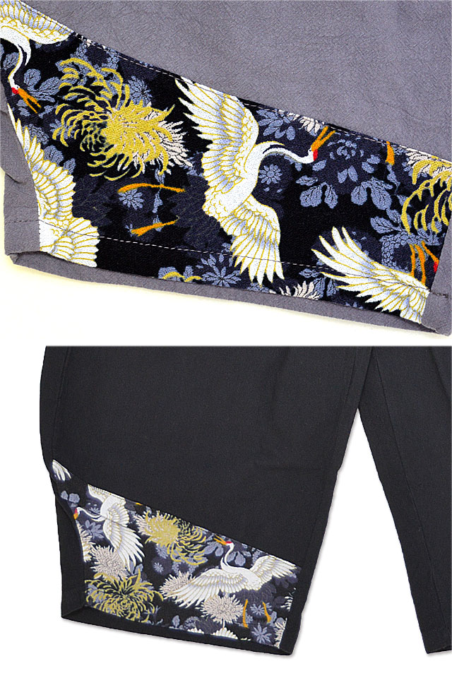 綿麻七分丈 袴イージーパンツ 衣櫻 SA-1548 和柄 和風 ショーツ ハーフ