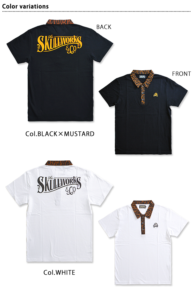 レオパード切り替え半袖ポロシャツ◇スカルワークス/111566送料無料