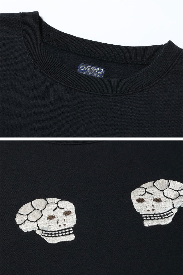 スカ刺繍クルーネックスウェット「SKULL＆SNAKE」 テーラー東洋
