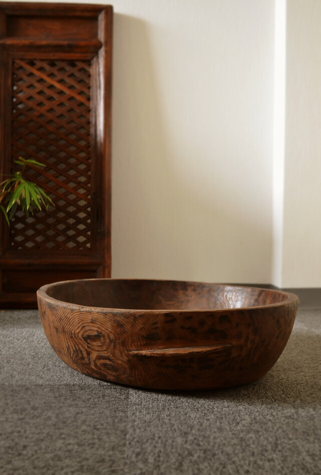 希少 ビンテージ 木製 こね鉢 くりぬき鉢 飾り 古物 古道具 手彫り
