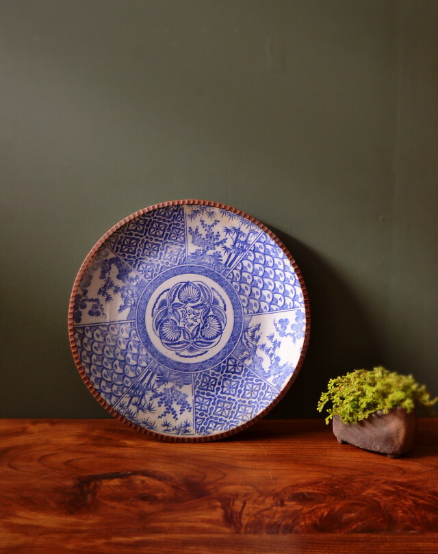 アンティークサムズコレクション 染付印判大皿 イゲ皿 大皿