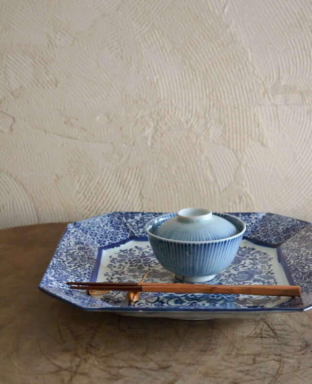 青九谷 牡丹獅子紋角皿4点 江戸 送料込み250511 青九谷 牡丹獅子紋角皿