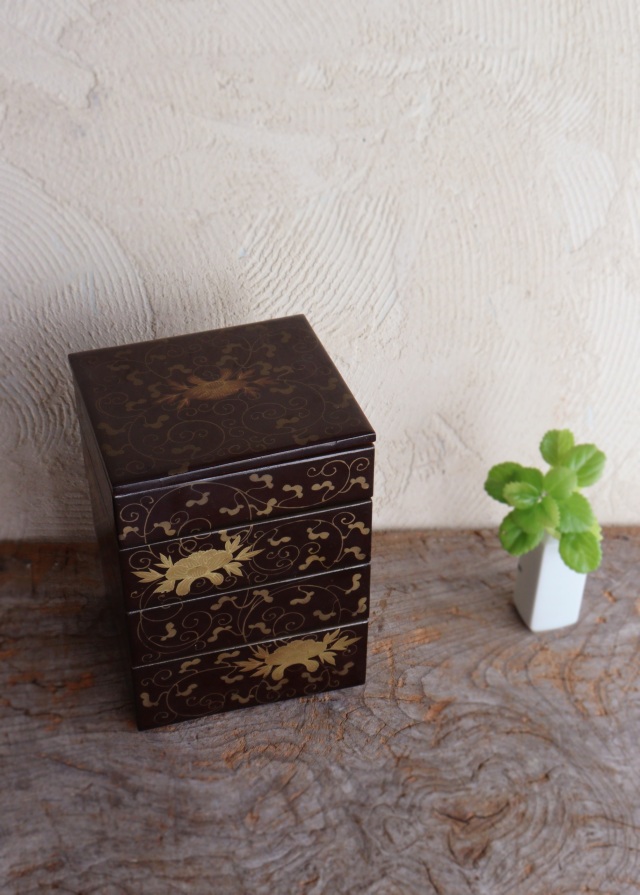 小さな蒔絵重 蒔絵道具 お重 重ね箱 雛人形道具 道具