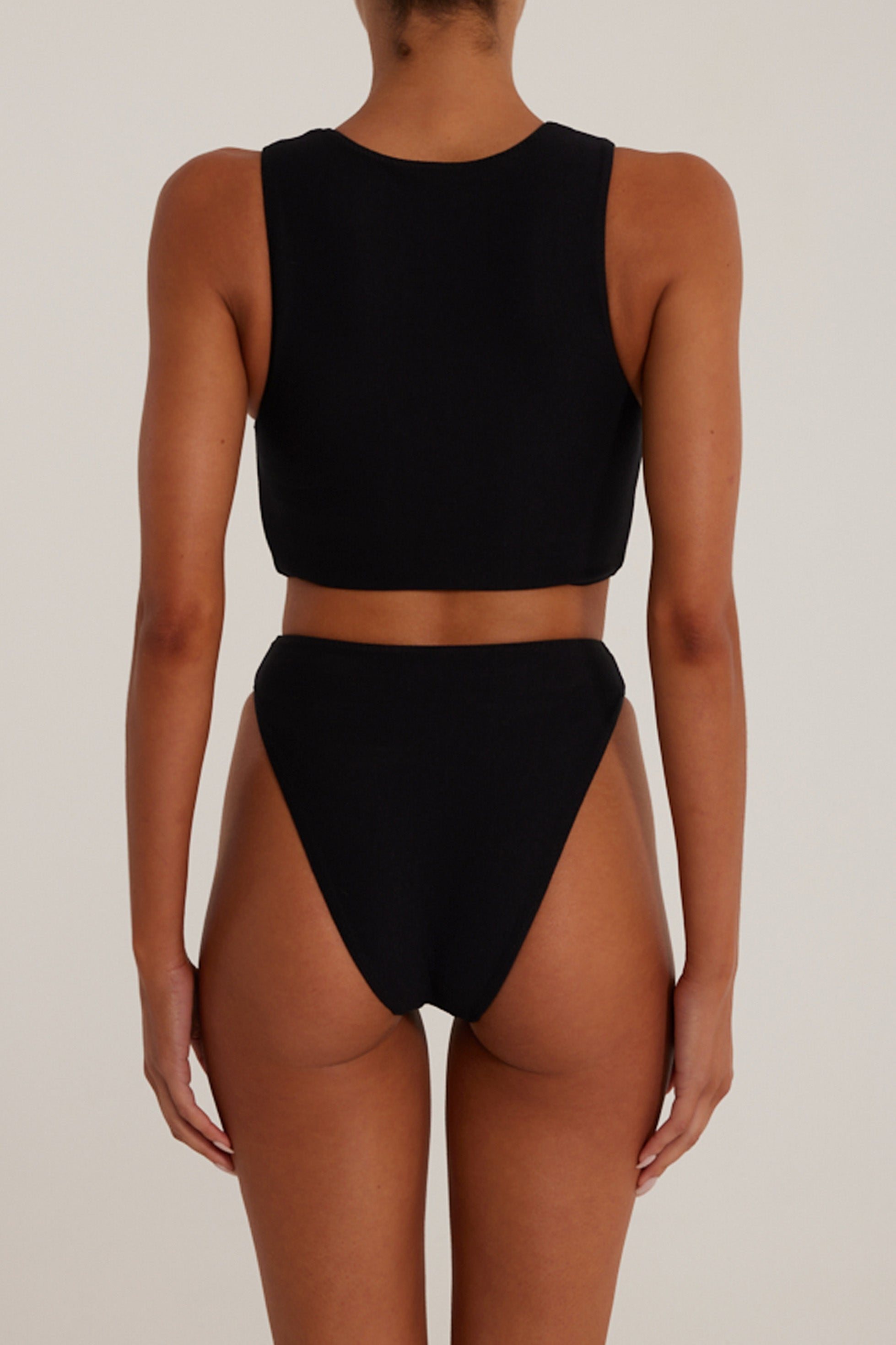 SAME Rose Tank Top | Faux Suede Black/Cream