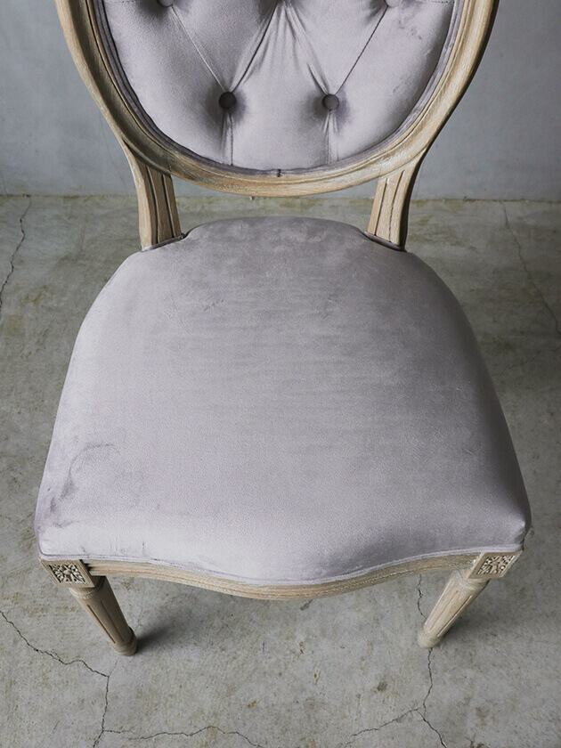 SGDダイニングチェアオーバルバックナチュラルAグレーベルベット