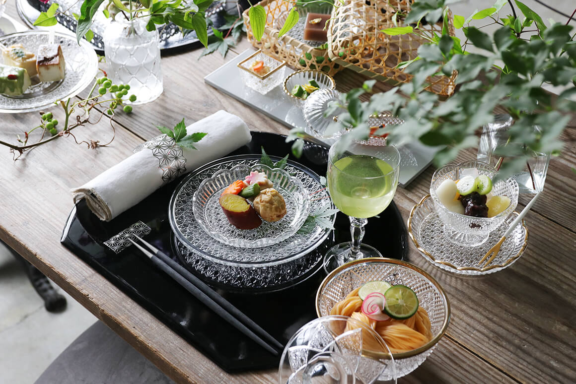 ガラス 丸皿 ジュエル 18.5cm