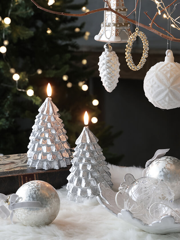 LEDキャンドルクリスマスツリーシルバー M サラグレース