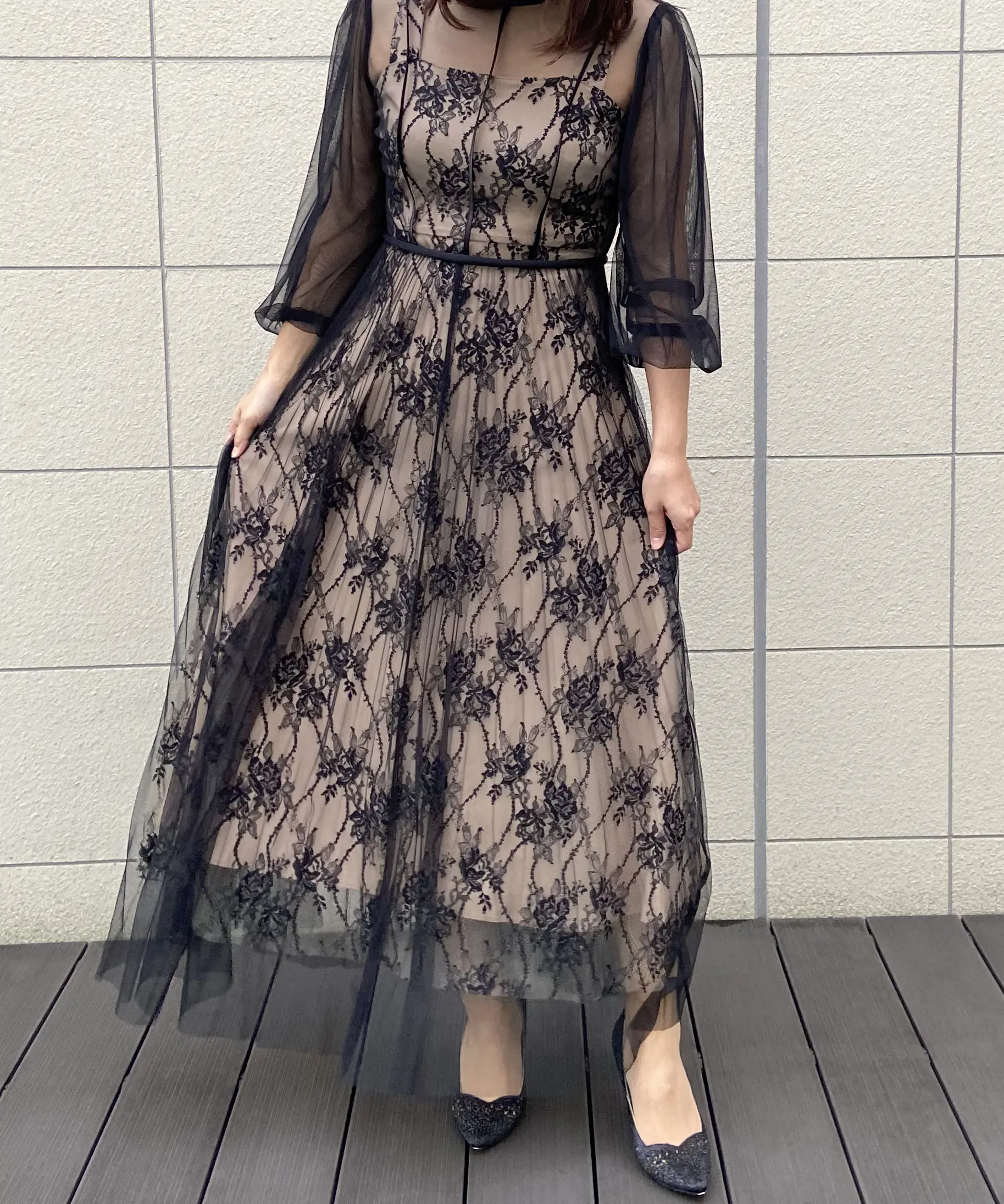 1サイズ】リーフレースパイピングドレス FRAY I.D（フレイアイディー