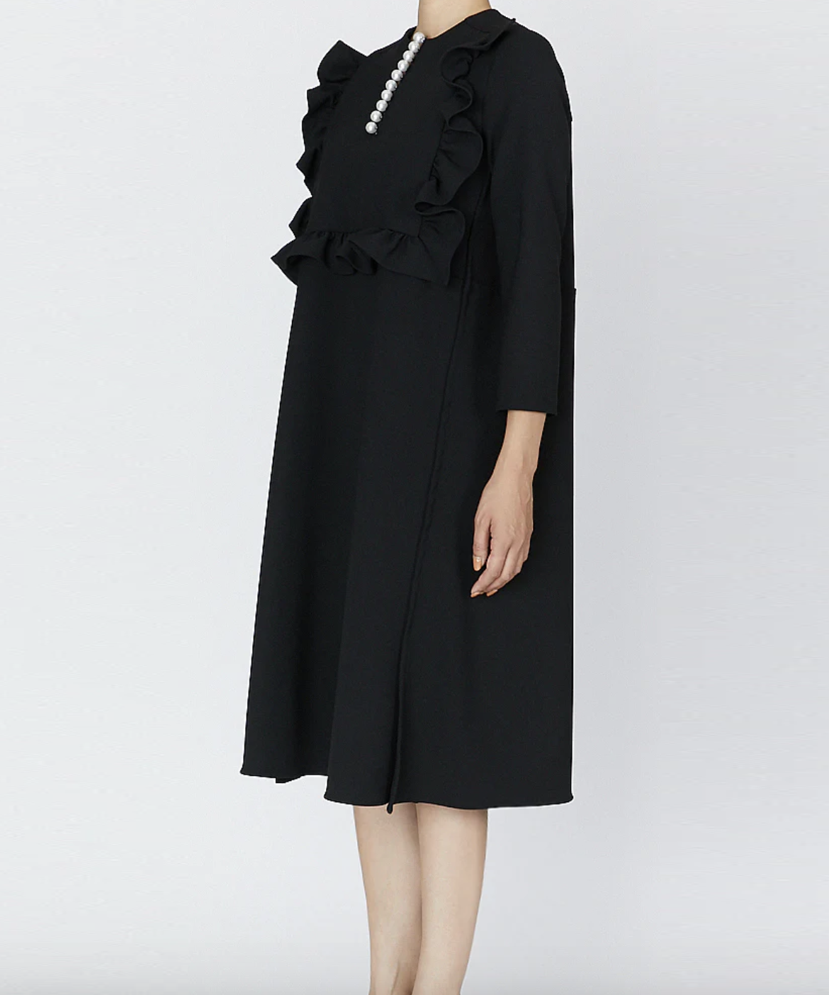 36サイズ】ロングスリーブフリルトリムパールドレス YOKO CHAN（ヨーコ