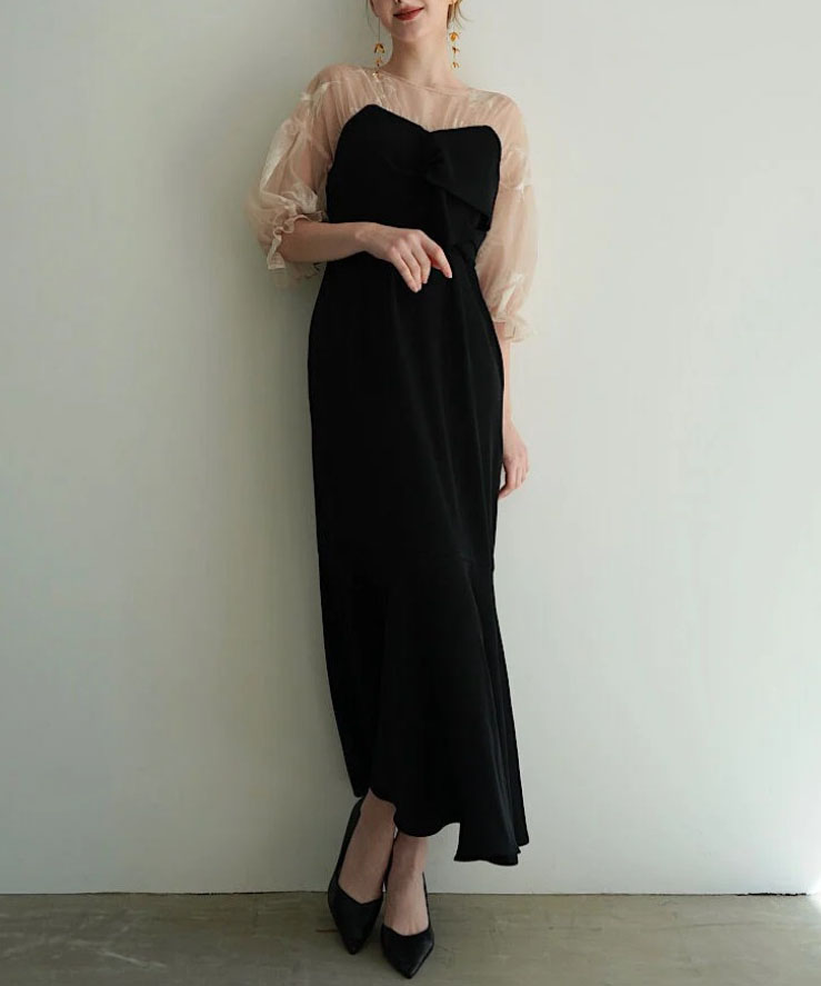 2サイズ】sheer puff dress（black） Acka.（エーシーケーエー）の