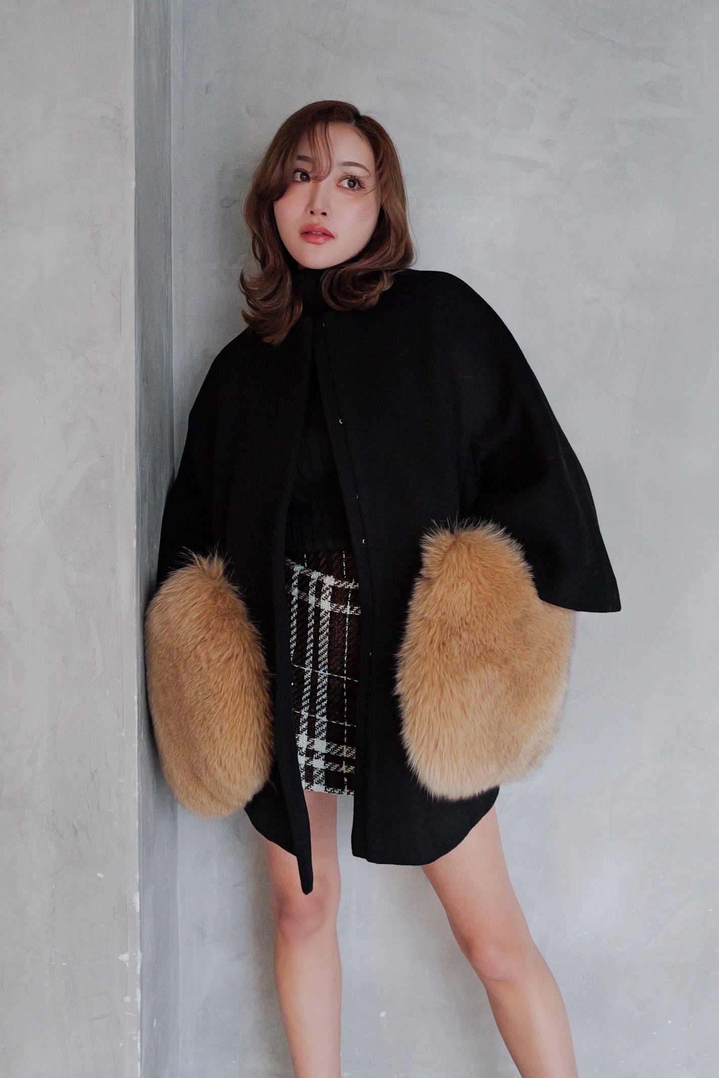 pocket fur cocoon coat – shéller / シェリエ