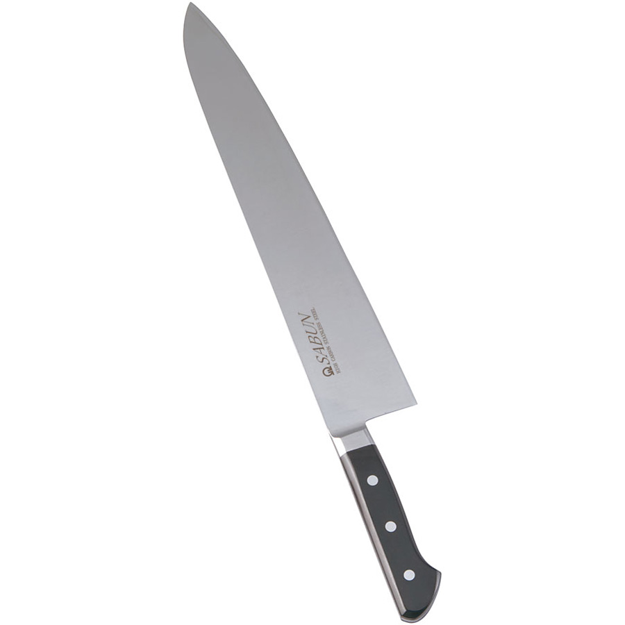 遠藤商事 SA SABUN ステンレス鋼 黒合板 ツバ付 牛刀 33cm - 調理器具