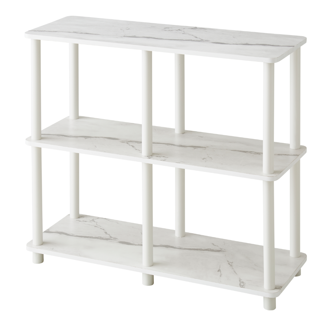 システムラック3段ワイド大理石柄WH: インテリア・家具・収納