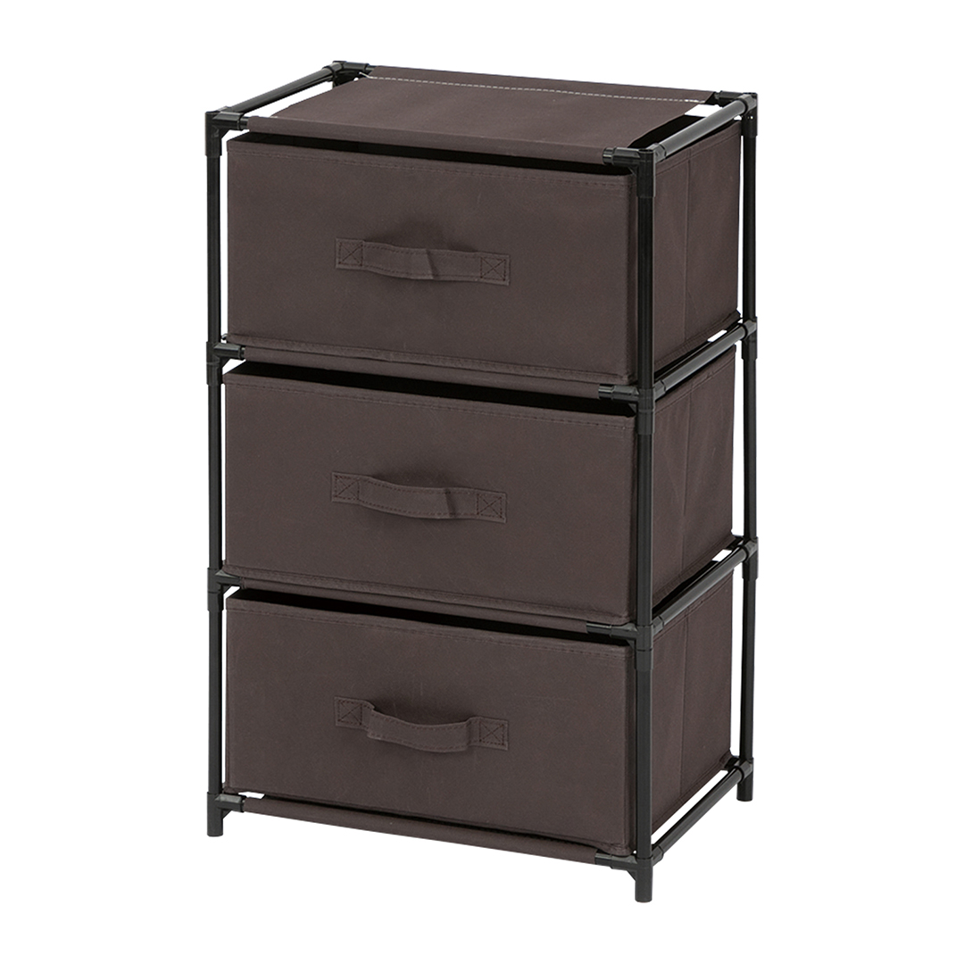 ランドリーチェスト3段 ブラウン: 日用品