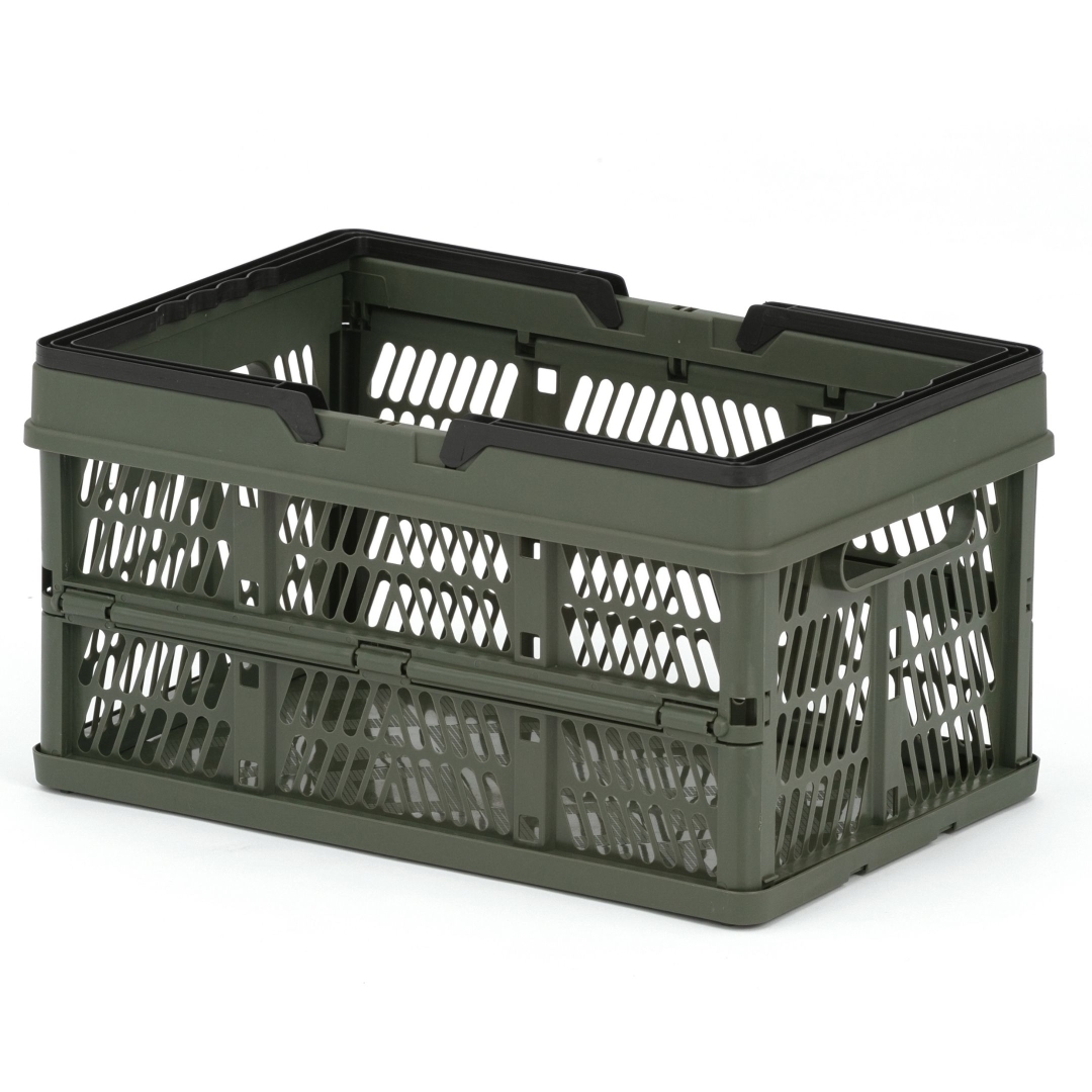 取っ手付折りたたみコンテナMカーキ: アウトドア
