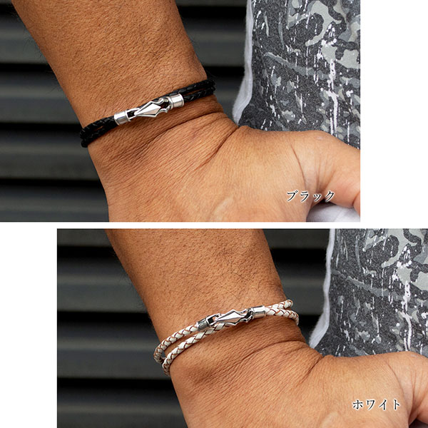 レザーブレスレット×シルバー 2重巻き [DG-008]
