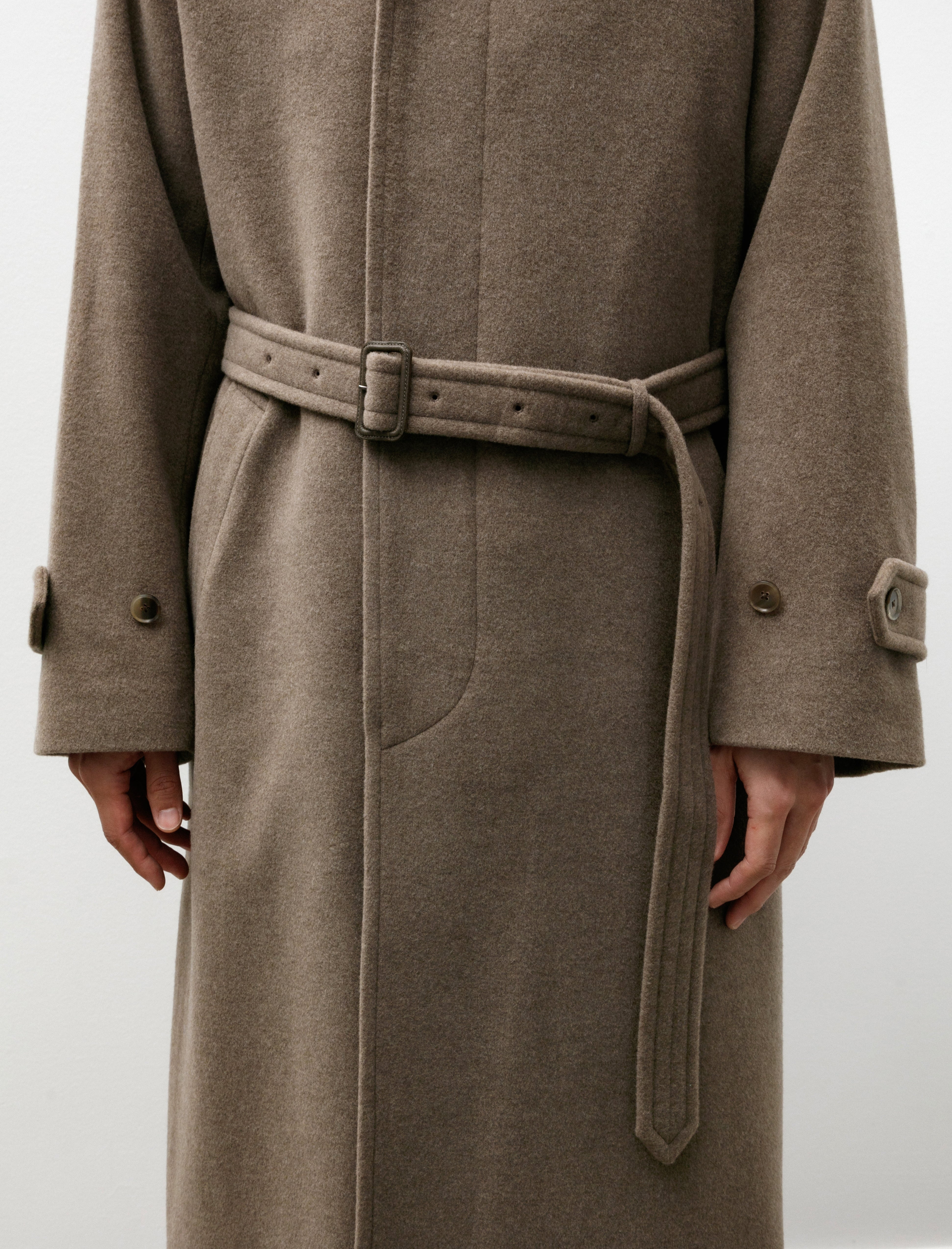 Auralee Super Fine Mosser Wool Cotton Soutien Coat Khaki Beige