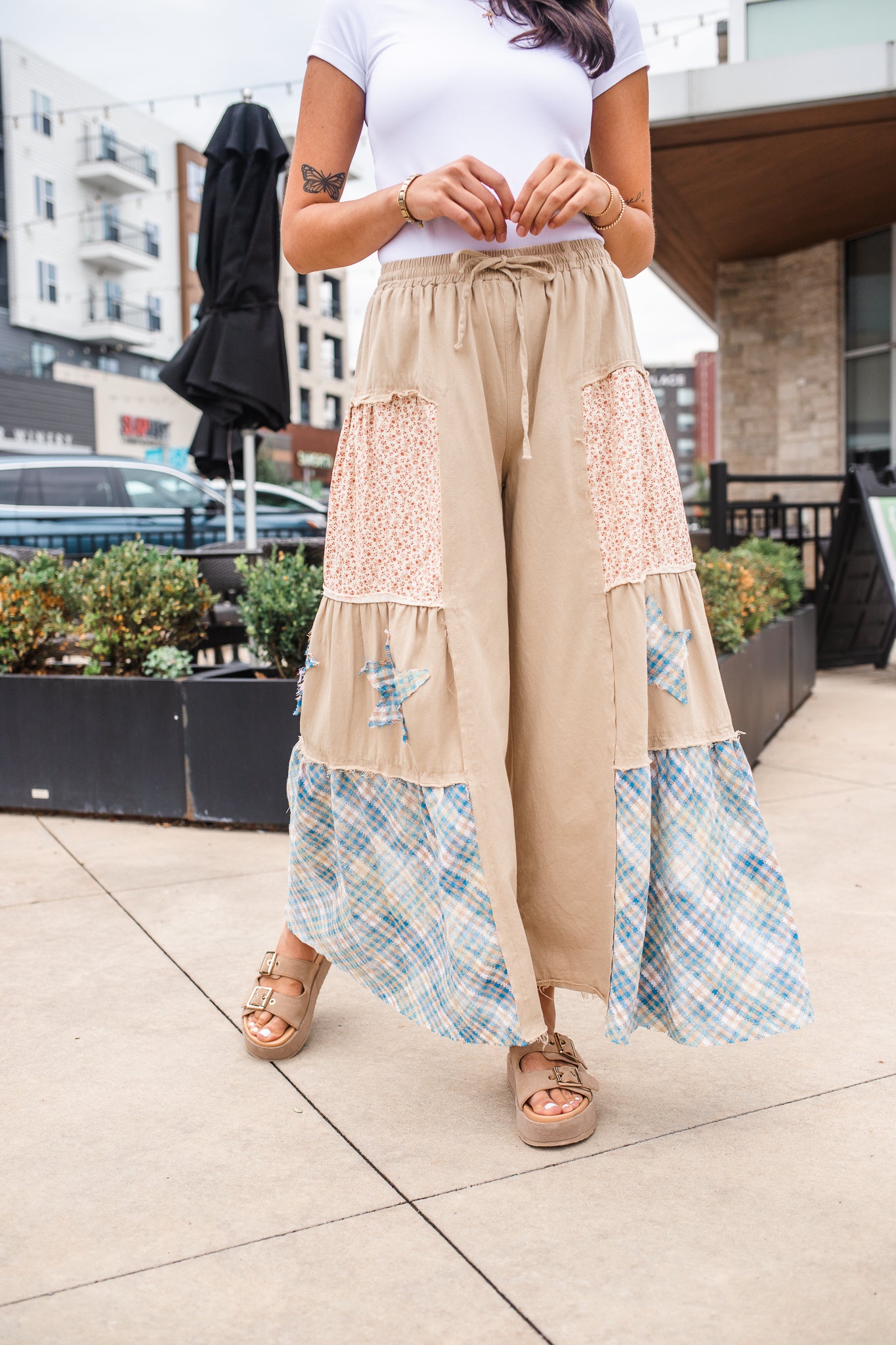 Plaid Star Patch Pants