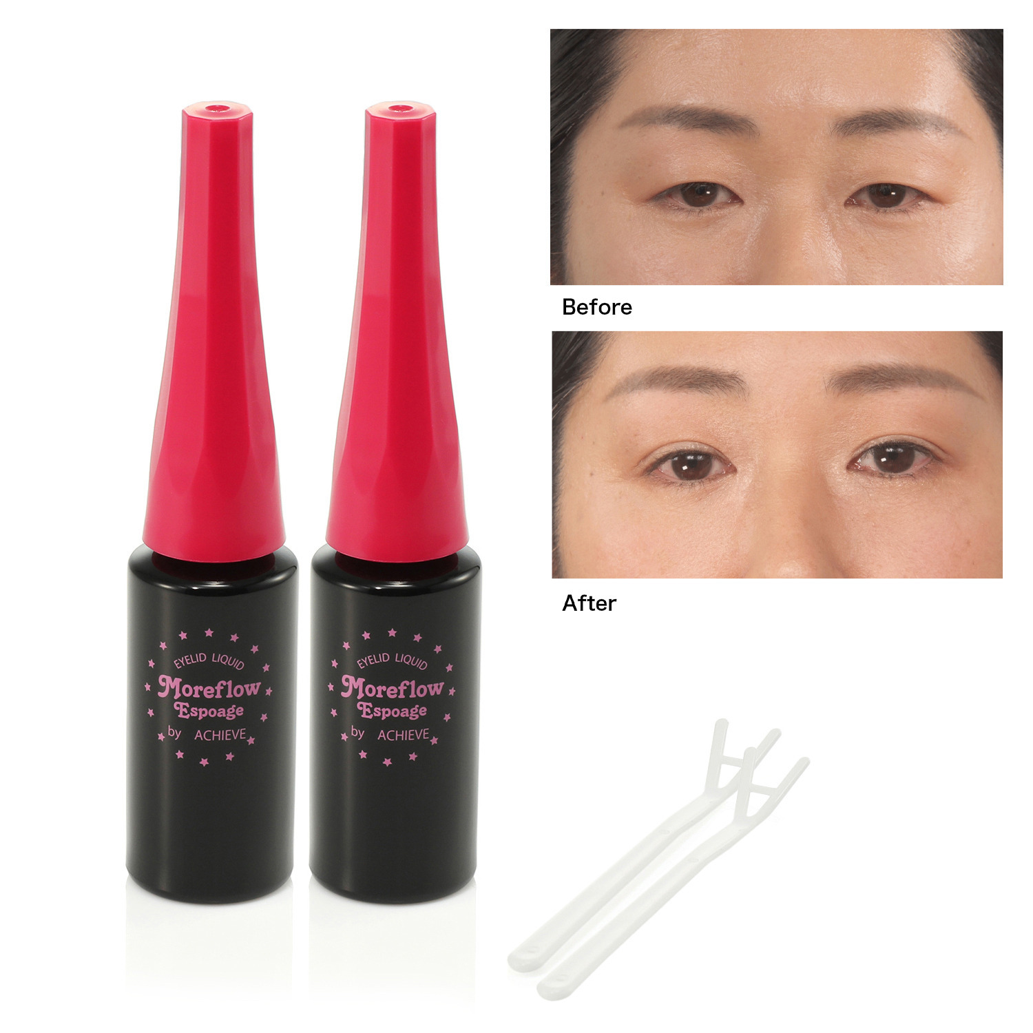 モアフロウ 特殊な人工皮膜を形成し 明るく朗らかな 二重の目元を演出