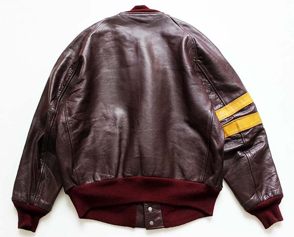 60s UNKNOWN ライン入り オールレザー スタジャン バーガンディ 40