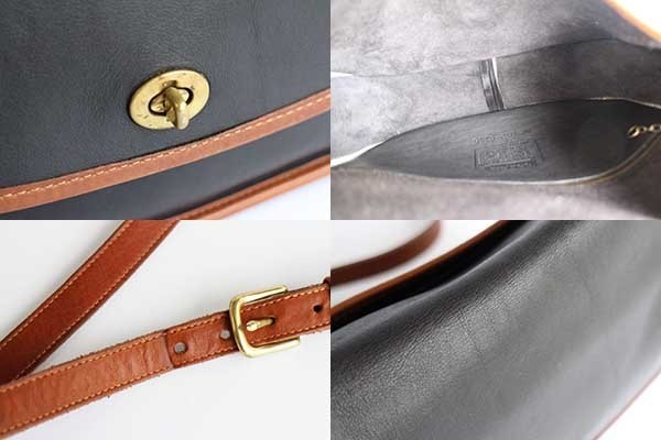 USA製 COACH オールド コーチ レザー ショルダーバッグ 黒×茶☆6115