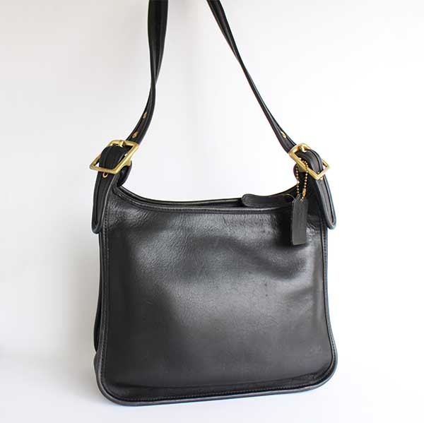 USA製 COACH オールド コーチ レザー ショルダーバッグ 黒☆9966