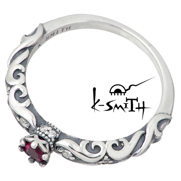 K-SMITH(ケースミス) 7月 誕生石 シルバー リング ルビーカラー