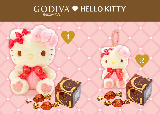 ゴディバ×ハローキティ・マイメロディ、チョコレートをぬいぐるみや