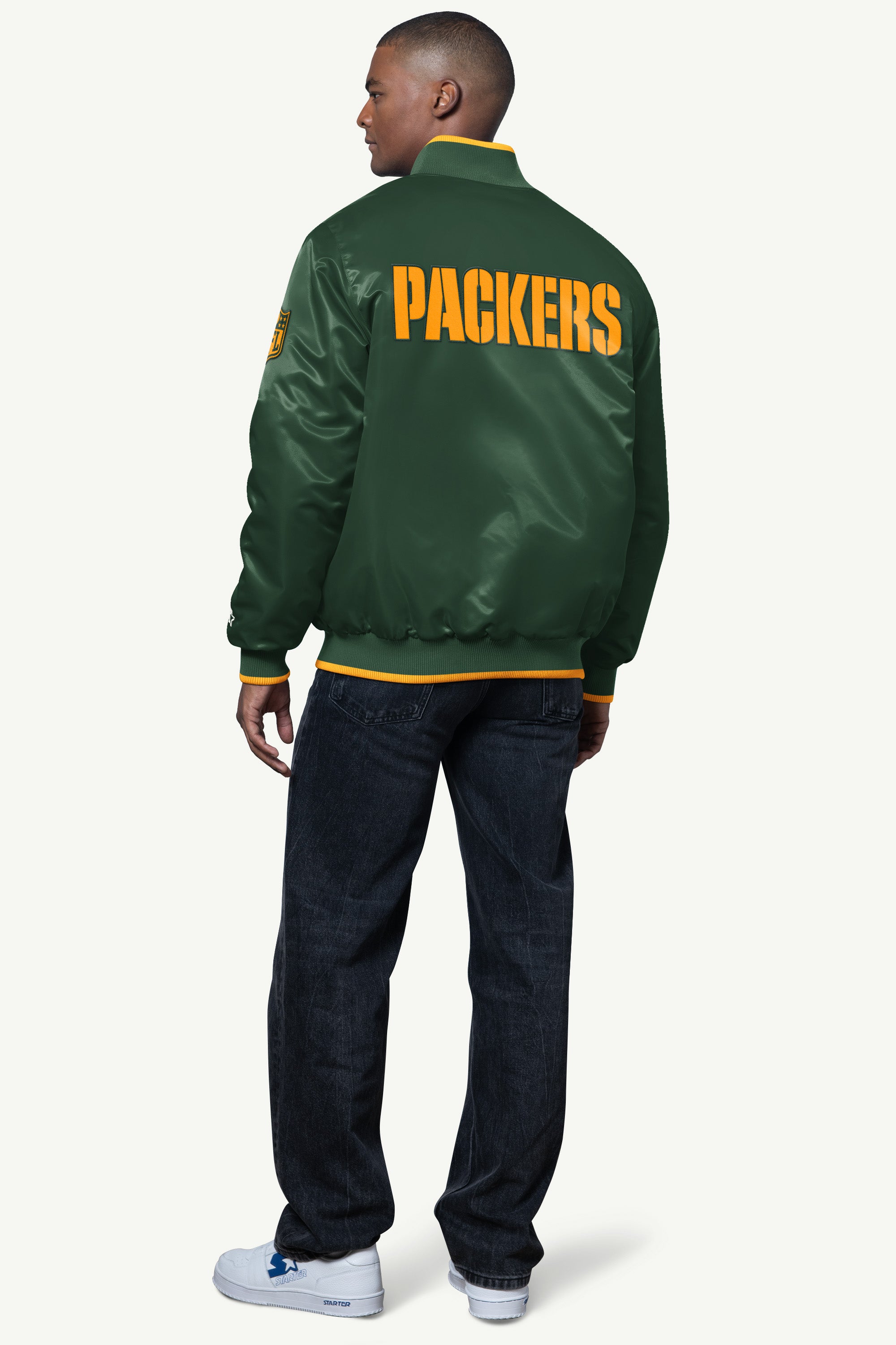 Mens Green Bay Packers Ambassador Satin Varsity Jacket | NFL | Starter