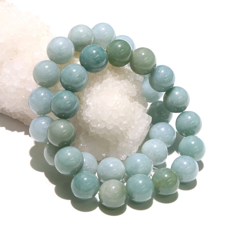 ブレス 青翡翠＜ミャンマー産＞ 丸 約13mm ブルーヒスイ 人生 成功