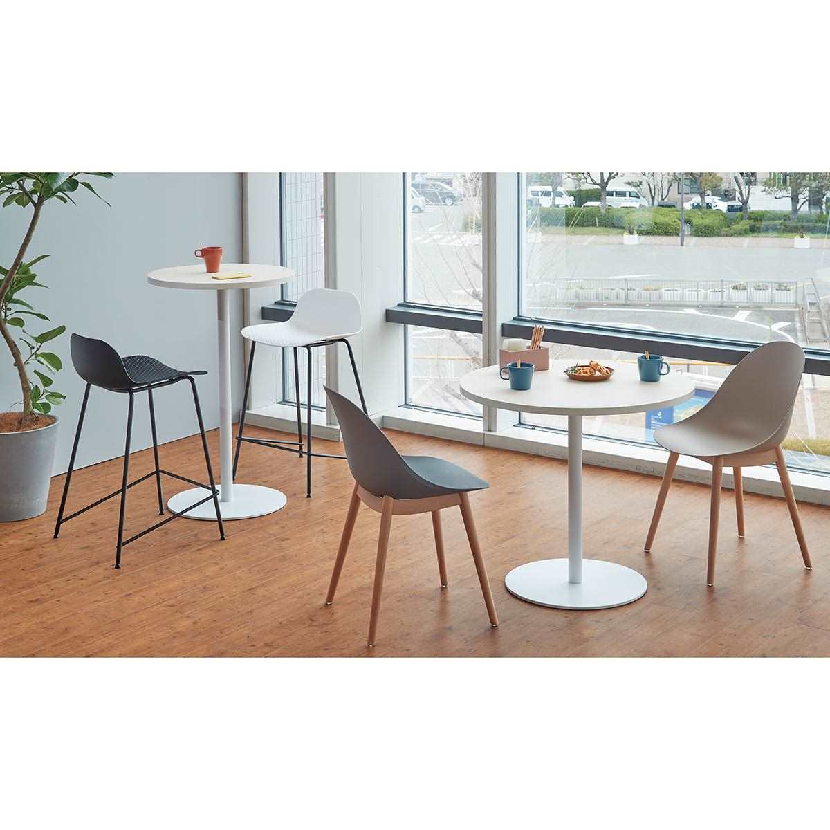 ラウンドカフェテーブル 白脚 直径80cm〔ストエキオリジナル〕 高さ