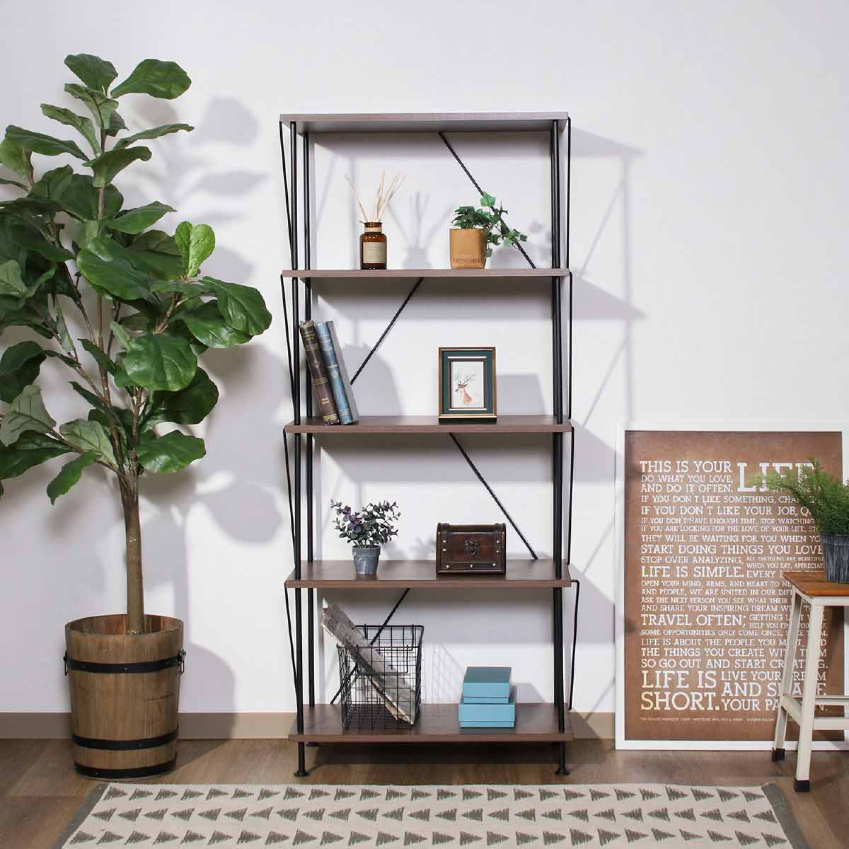 EZBO ツイストロック オープンラック ミドルブラウン 4段