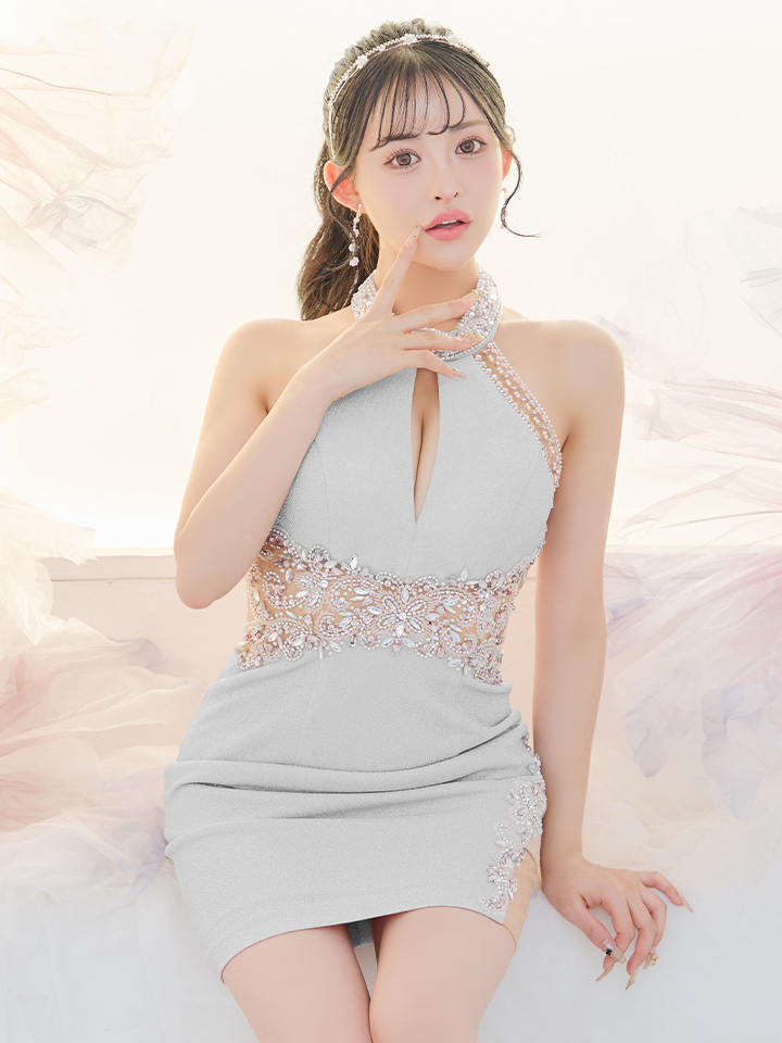 XSサイズあり【IRMA/イルマ】ラメ/ ビジュー/ ホルターネック/ シアー