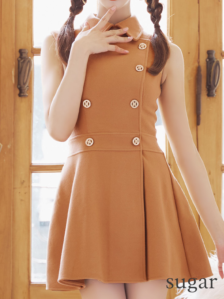 XSサイズあり【DEA./ディア】襟付き/ ノースリーブ/ ダブルボタン