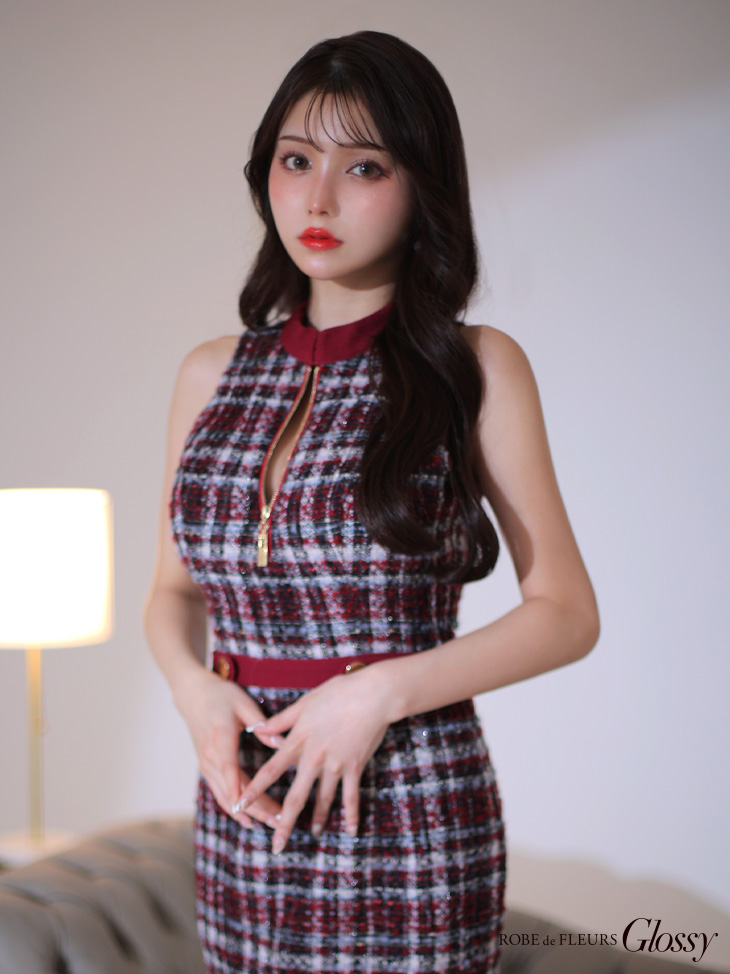 XSサイズあり【Glossy/グロッシー】フロントジッパー/ チェック柄
