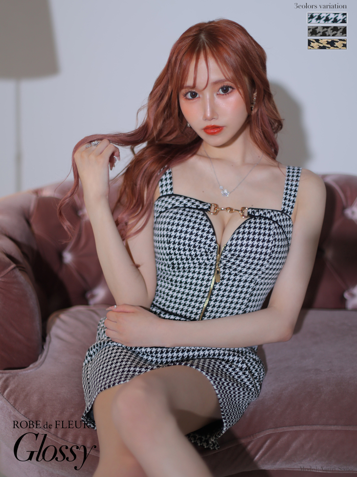 XSサイズあり【Glossy/グロッシー】ツイード/ 千鳥柄/ ジップ