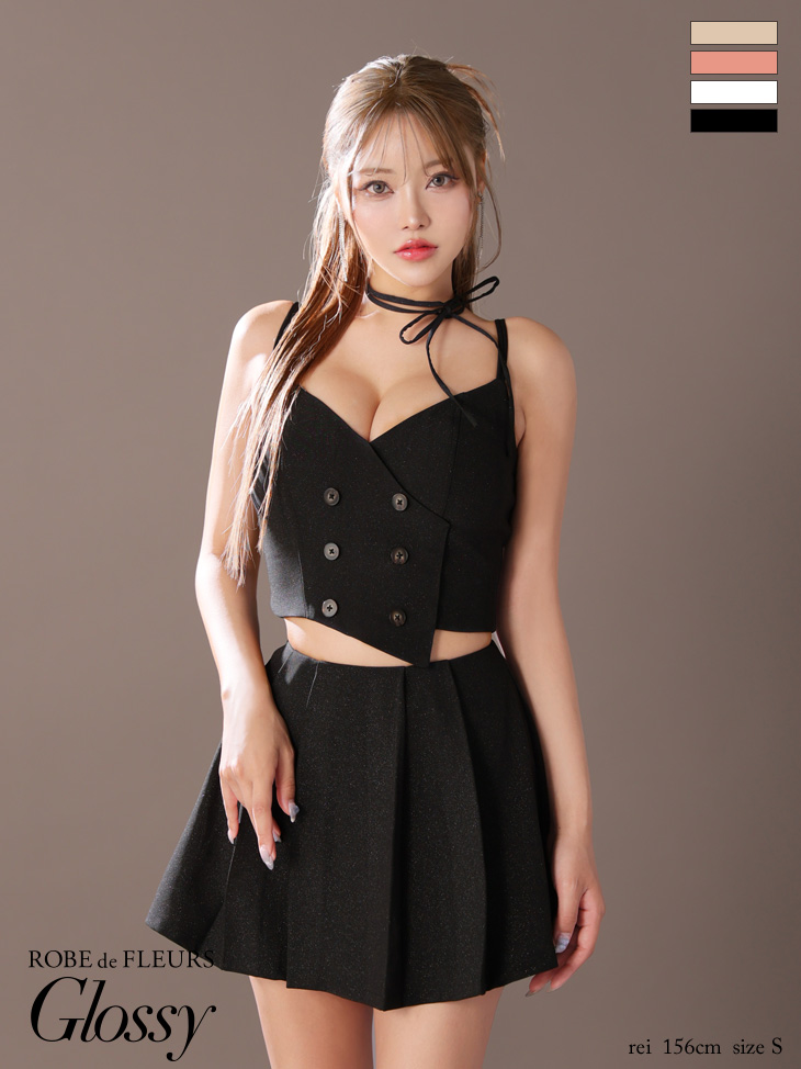 XSサイズあり【Glossy/グロッシー】チョーカー付き/ ダブルボタン