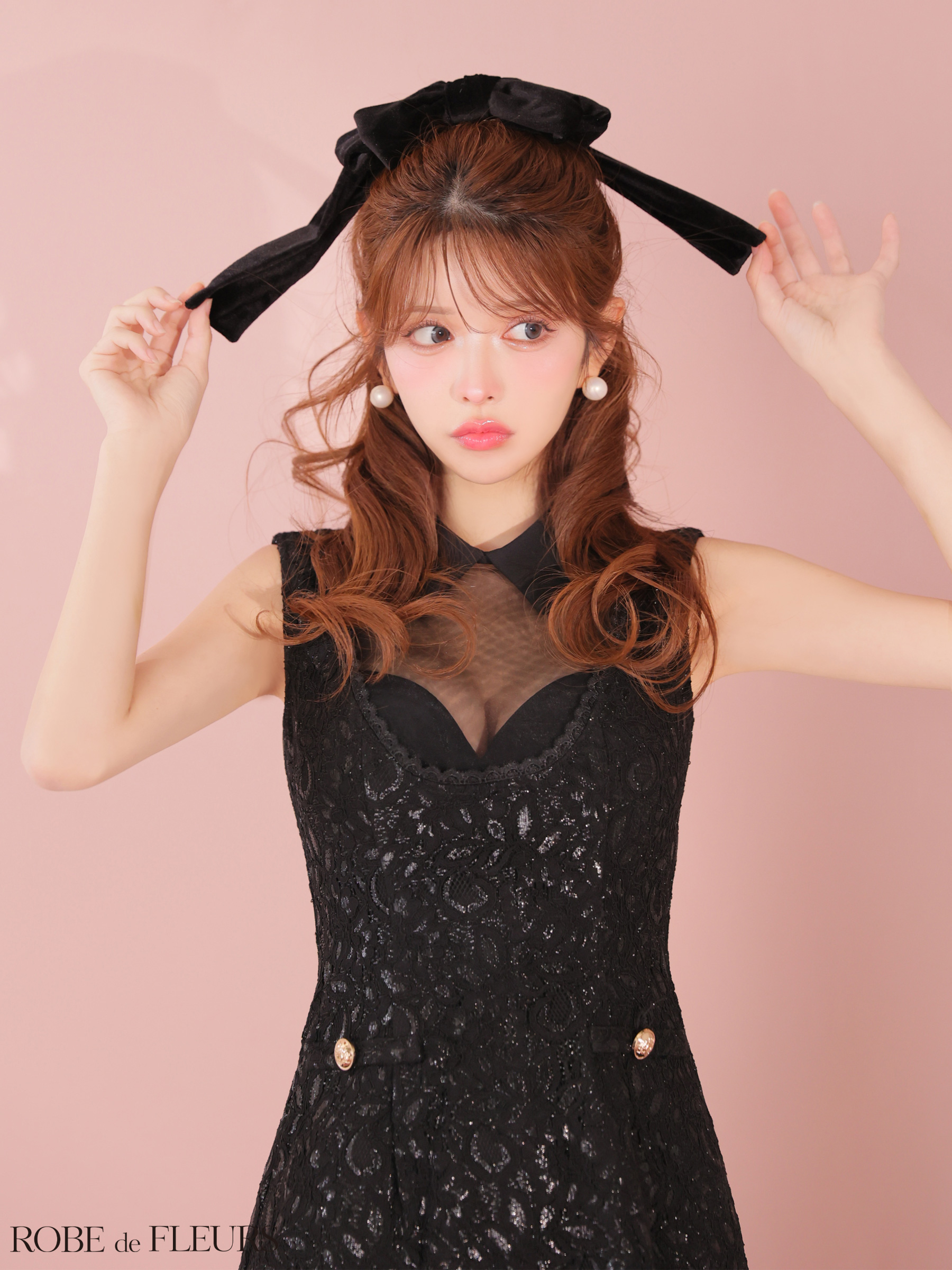 XSサイズあり【ROBE de FLEURS/ローブドフルール】襟付き/ シースルー