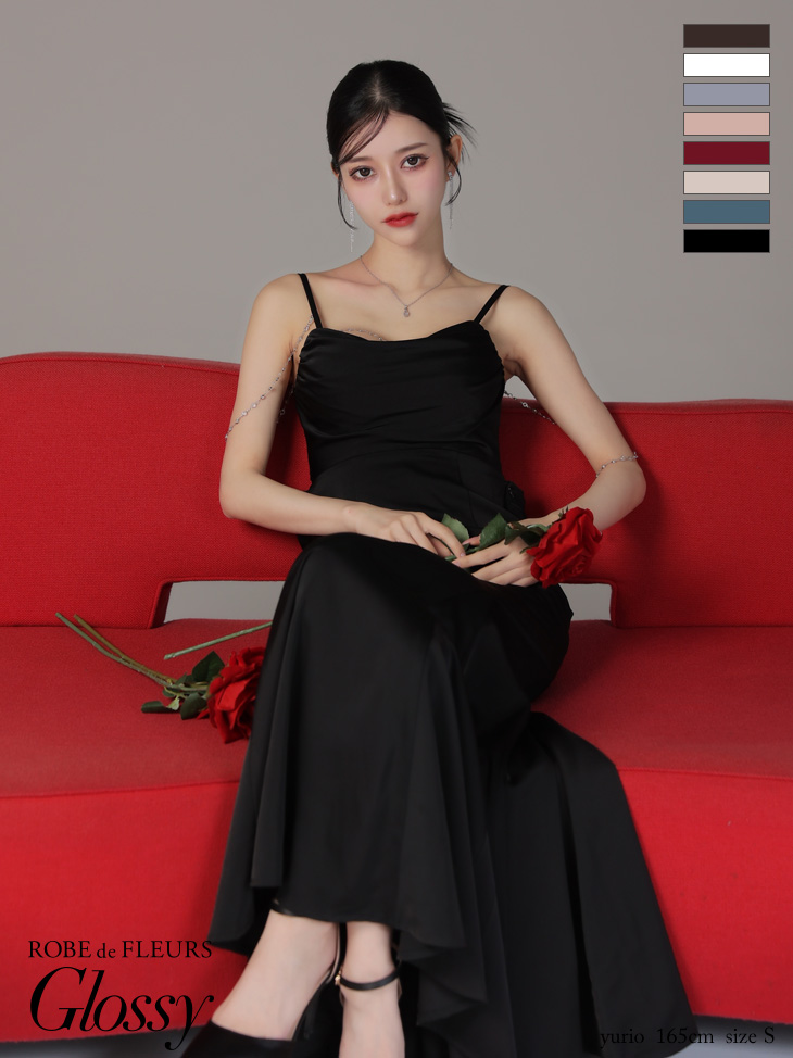 XSサイズあり【Glossy/グロッシー】サテン/ バストビジュー/ ロング