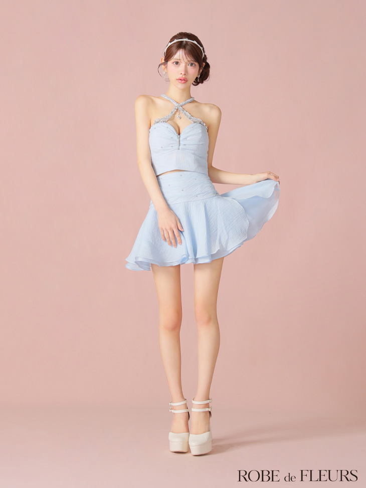 XSサイズあり【ROBE de FLEURS/ローブドフルール】ビジュー/ ホルター