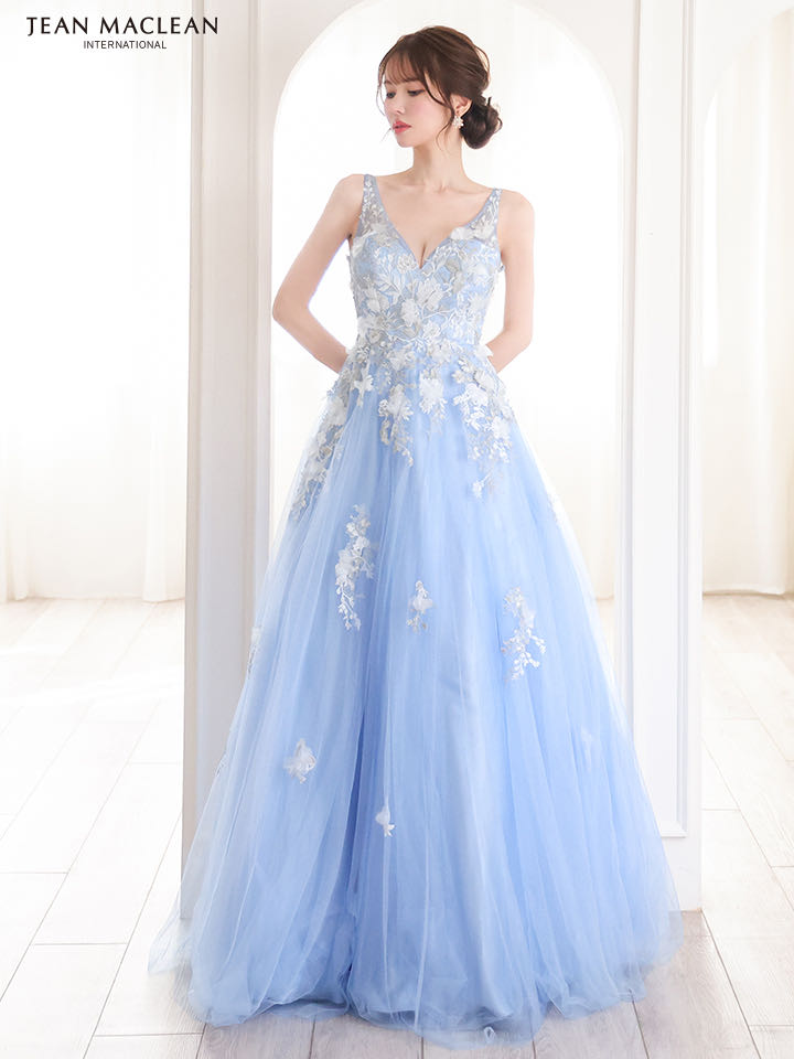 JEAN MACLEAN/ジャンマクレーン】チュール/ レース/ フラワー刺繍/ V