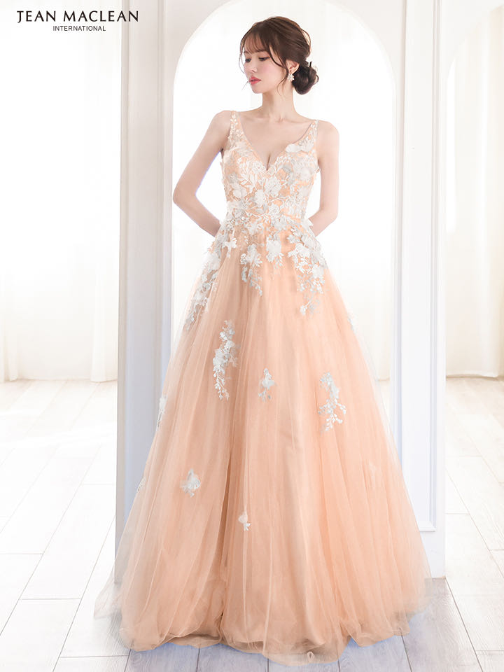 JEAN MACLEAN/ジャンマクレーン】チュール/ レース/ フラワー刺繍/ V