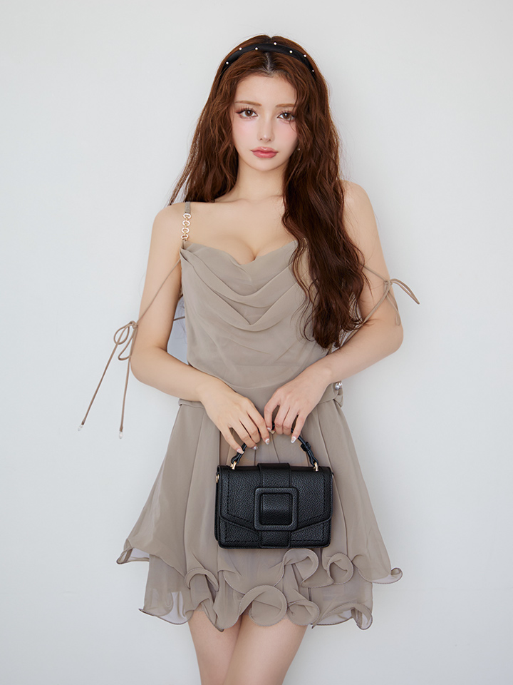 XSサイズあり【IRMA/イルマ】ショルダーリボン/ シフォン/ ドレープ