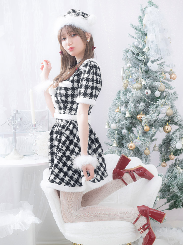 サンタコス 5点セット】【XS-Lサイズ/2カラー】ギンガムチェック