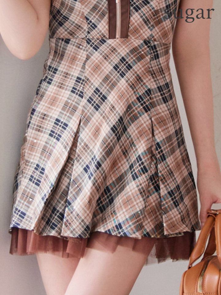 XSサイズあり【an/アン】チェック柄/ 襟付き/ フロントジップ