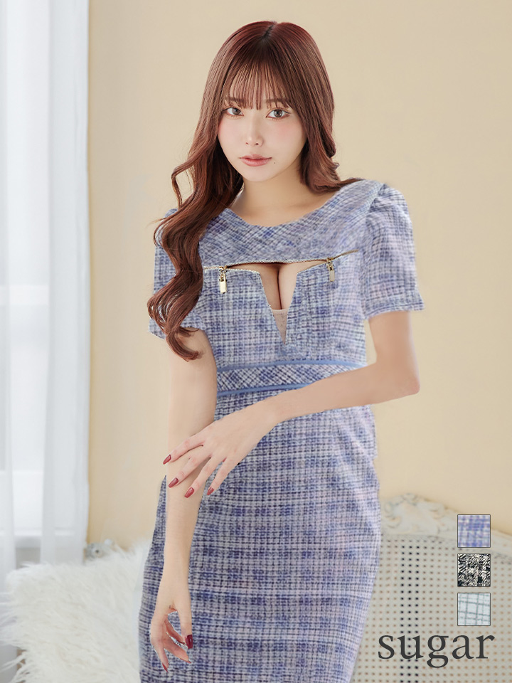 XS-Lサイズあり【Glossy/グロッシー】袖付き/ ツイードニット