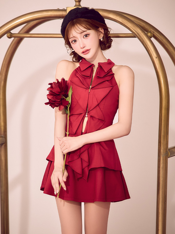 XSサイズあり【ROBE de FLEURS/ローブドフルール】フロントラッフル