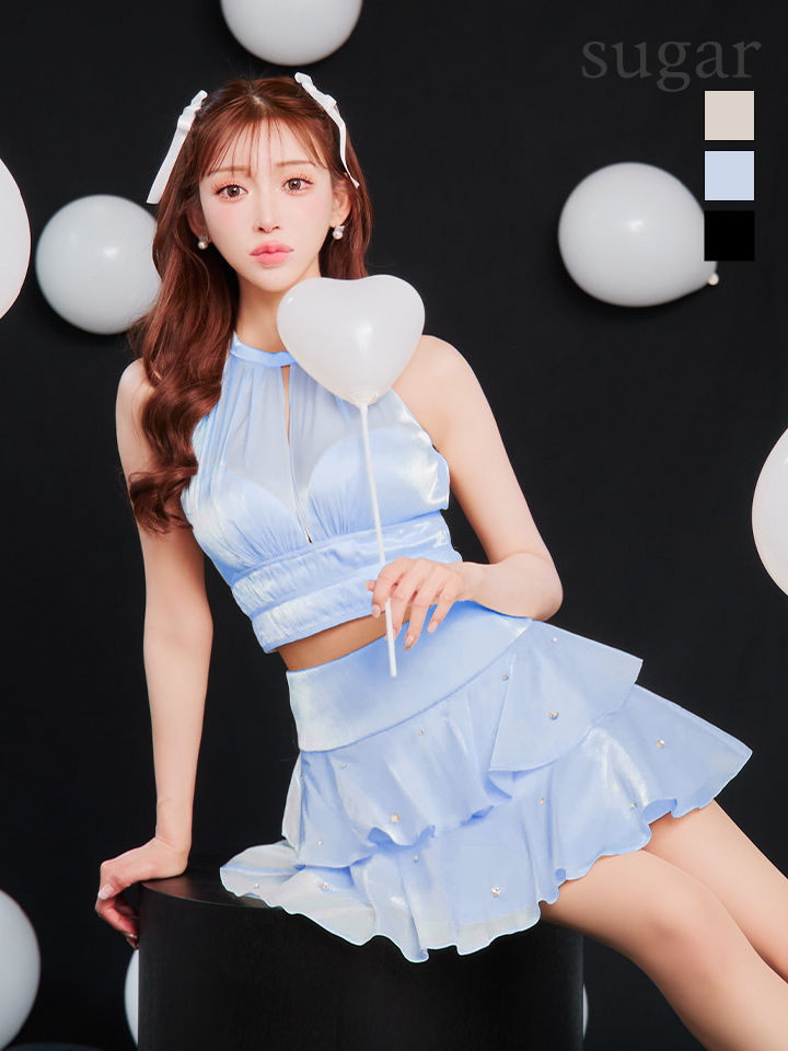 XSサイズあり【ROBE de FLEURS/ローブドフルール】サテン/ ホルター