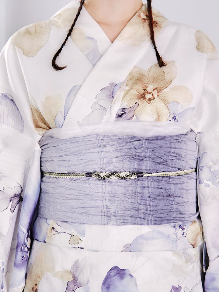 即日発送】ソフトモダンシアーフラワー浴衣【浴衣3点セット 浴衣/帯